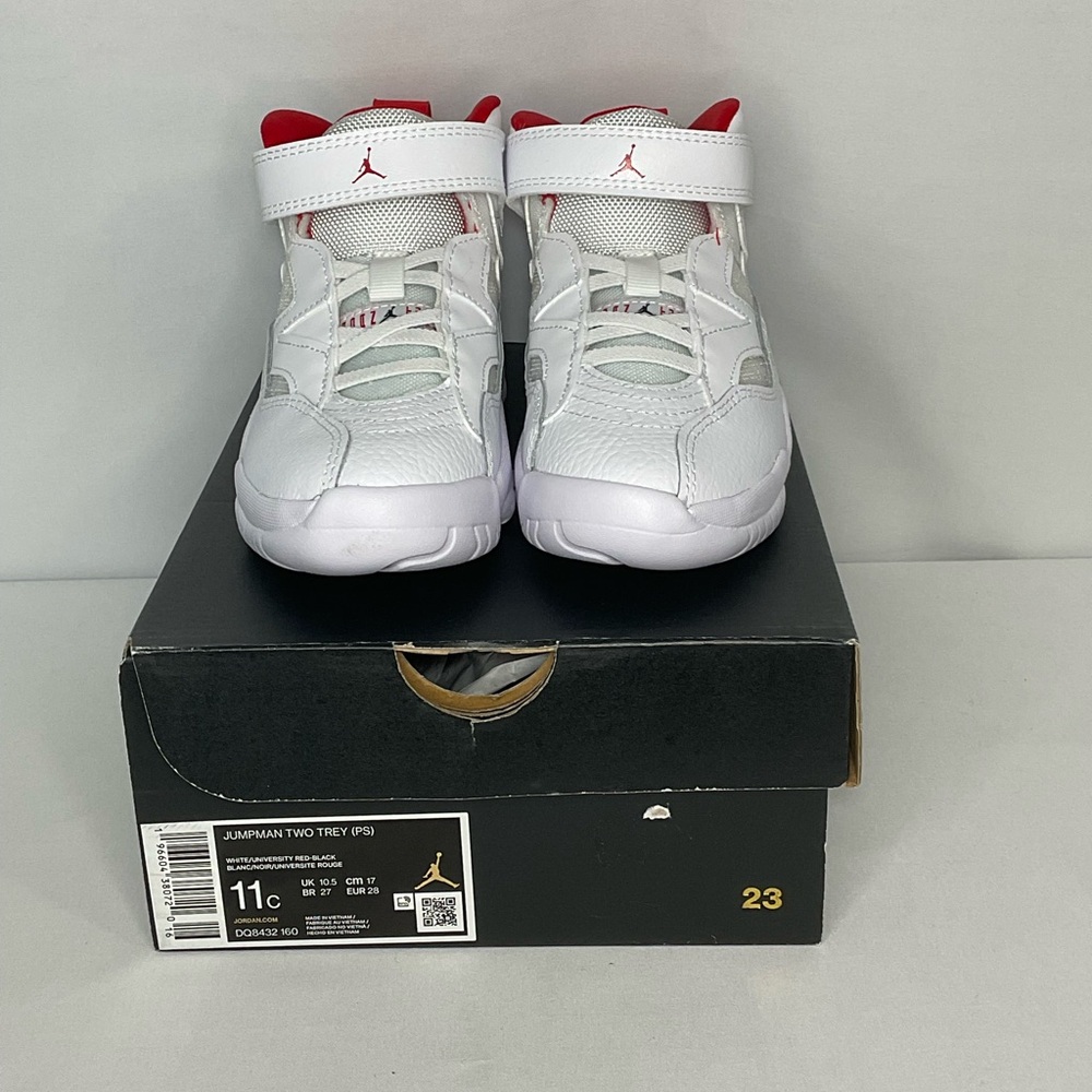White and Red Jumpman Two Trey Sneakers - size 11c - Picture 10 of 11
